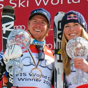 ted ligety lindsey vonn audi fis world cup crystal globe world cup garmisch partenkirchen germany alpine ski racing