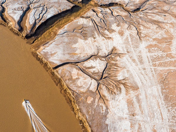 The dry Colorado River delta meets the Gulf of California.