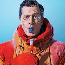 Stephen Colbert closeup with a popsicle