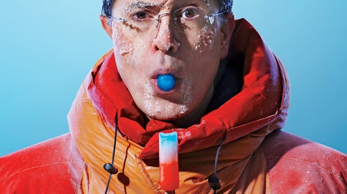 Stephen Colbert closeup with a popsicle