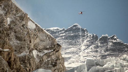 Rescue helicopter on Everest