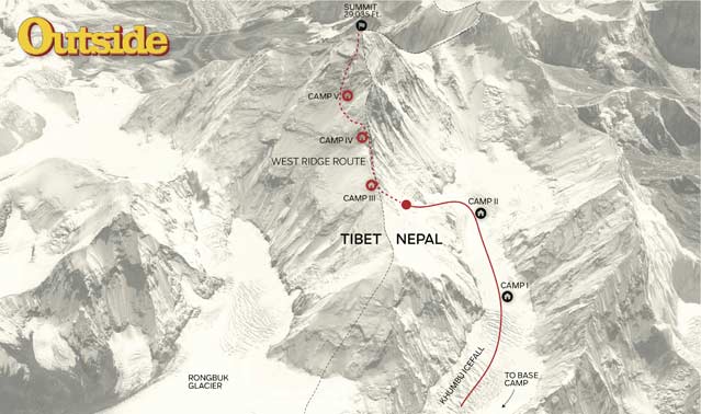 The First Ascent team makes progress up the West Ridge toward Camp III