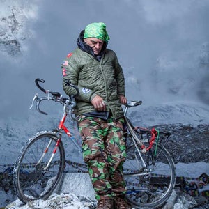 Irmak with his summit-bound singlespeed