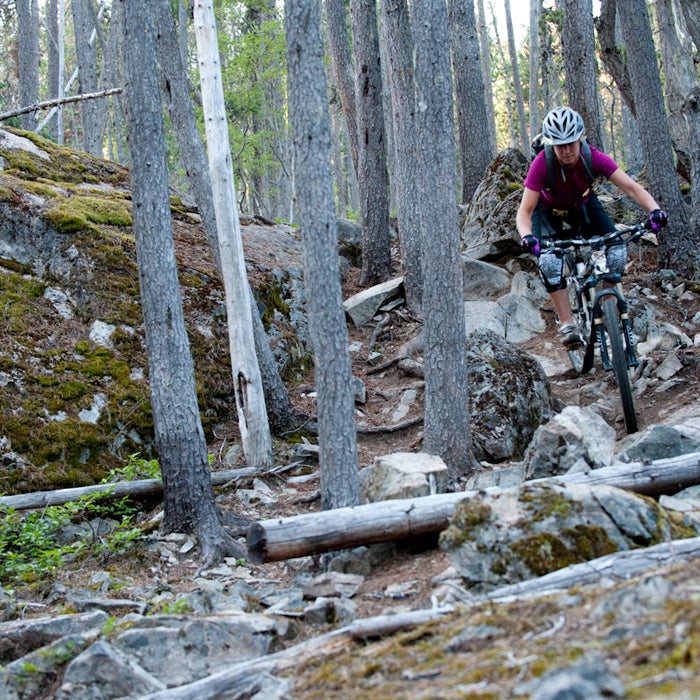 “It’s the key to everything you do: ride the trail with your eyes before you roll it. You go where you look, so look where you want to go,” says Shadley. And don’t just look with your eyes—your head, torso, hips and knees should all point where you’re headed.