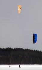 Snowkiting on Lake Kallavesi, Finland.