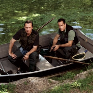 Scott Anderson and Sebastian Junger in New York's Central Park, July 2006.