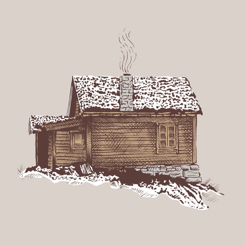 outside perfect things winter cabin illustration