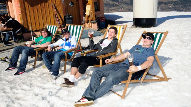 beer snow skiing bros spring break winter mountain