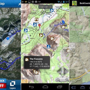 Left to right: Trimble Outdoors Navigator Elite, Gaia GPS, and Backcountry Navigator