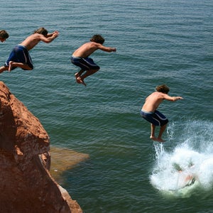Cliff jumping at Lake Powell.