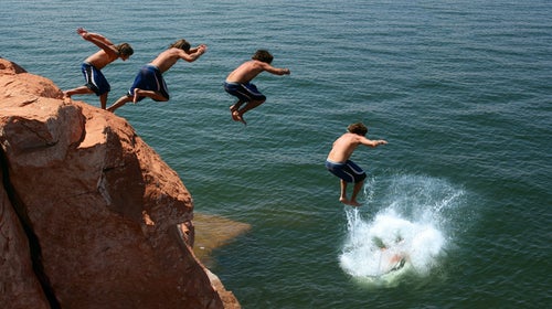 Cliff jumping at Lake Powell.