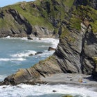 Kayaks in Hele Bay, near Devon.