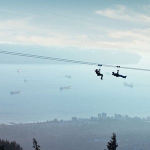 Zip-lining at Grouse Mountain.