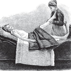 Woman back massage vintage illustration Die Frau als hausarztin