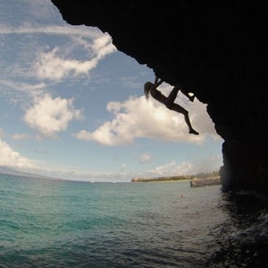 Sierra Blair-Coyle deep-water solos in TK beautiful place.