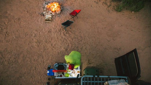 Brett Olson curing the desert hunger pains after mountain biking on the Porcupine Rim in Moab.