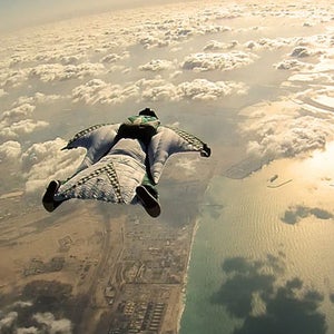 Wingsuit flying over Dubai