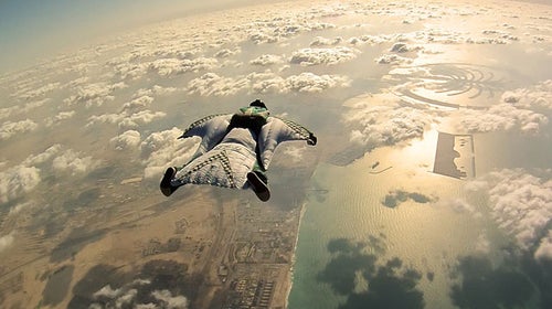Wingsuit flying over Dubai
