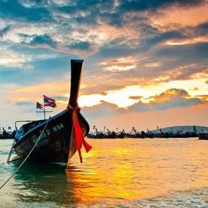 Longboat on the beach; Krabi, Thailand.