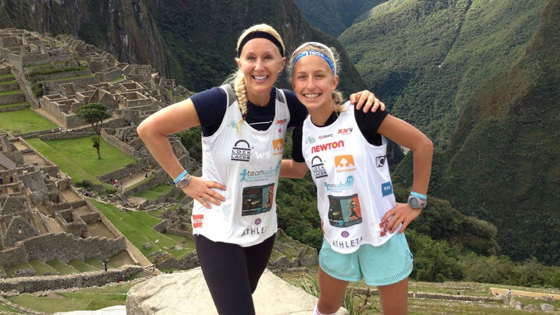 Winter Vinecki (right) was the first female to finish the Inca Trail Marathon. Her mother (left) also ran.