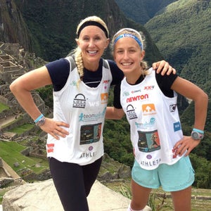 Winter Vinecki (right) was the first female to finish the Inca Trail Marathon. Her mother (left) also ran.