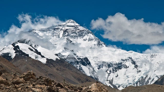 Everest's North Face. Mallory's body was discovered below the long ridge, left of the summit.