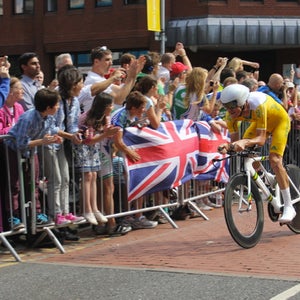 Pro cyclist Michael Rogers competes in the 2012 Olympic men's time trial.
