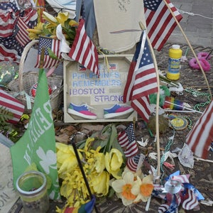 A memorial for the 2013 Boston Bombing victims.
