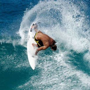 Strong winds will keep surfers off of unusually large waves.