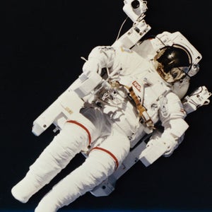 A look back: Bruce McCandless II, from Space Shuttle Challenger, first using the Manned Maneuvering Unit in 1984.