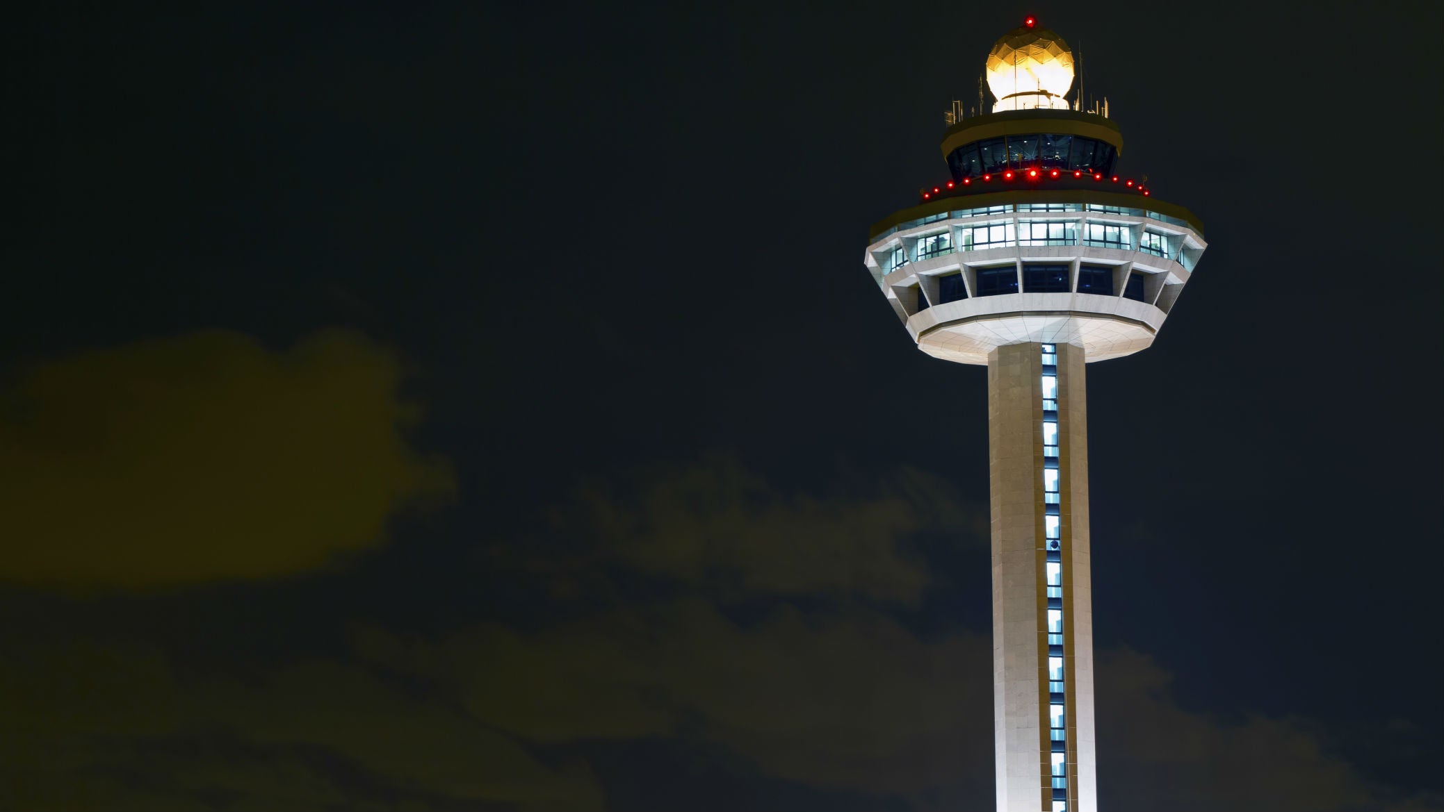 Changi Airport Controller Tower at Night.