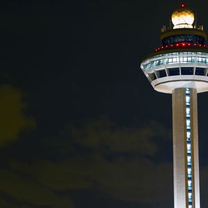 Changi Airport Controller Tower at Night.
