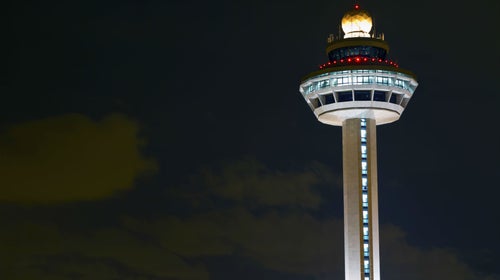 Changi Airport Controller Tower at Night.
