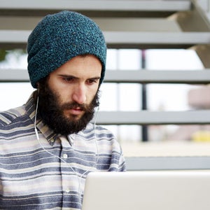 beard hipster student computer