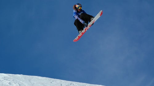 Marie-France Roy of Canada catches some air on the slopestlye course at the Winter X games.