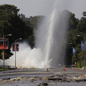 UCLA floods John Wooden Center water main burst California draught