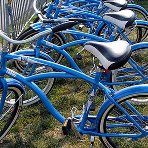 Thieves stole more than 40 of these beach cruisers Monday, putting Baltimore's entire recreational bike-share program in jeopardy. ride around the reservoir outside online charm city bikeshare