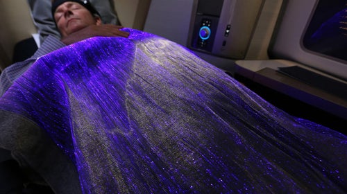 british airways happiness blanket neurosensors mood ring fiber optics fiber optic fabric jet lag circadian rhythm transatlantic flight dreamliner outside online outside magazine outside