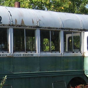 McCandless' actual bus, not used in the tour's promotional materials. into the wild chris mccandless outside online die wild obsession lore folk tour alaska anchorage