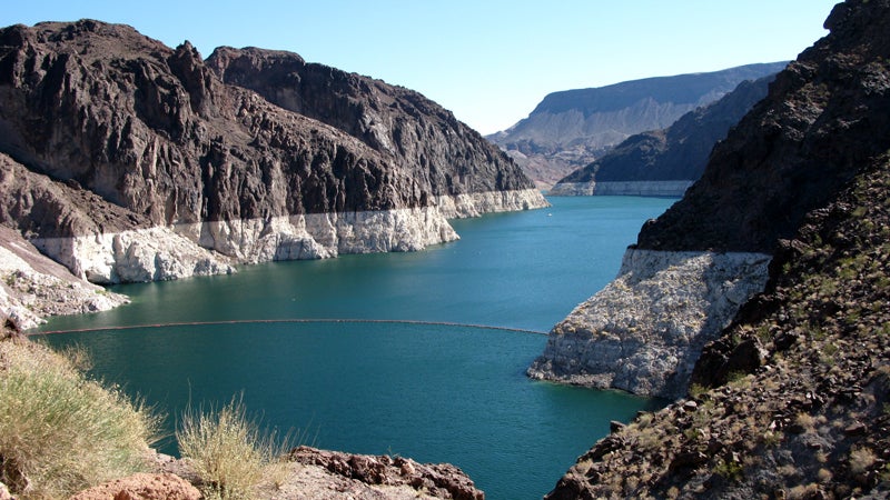 The white bath tub rings around Lake Mead are tell-tale signs of trouble.