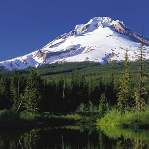 Mt. Hood reflected in Mirror Lake. nj priest outside online fell mountain