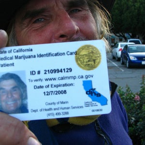 A California resident displays his medical marijuana card.