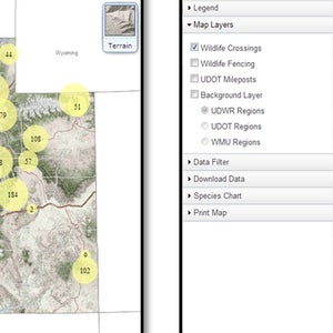 OutsideOnline roadkill WVC Reporter Utah browser view geo-tag tagged tag geo geography terrain wildlife-vehicle collisions data visualize mapped map roadkill smartphone-based system citizen scientists dead animal pattern