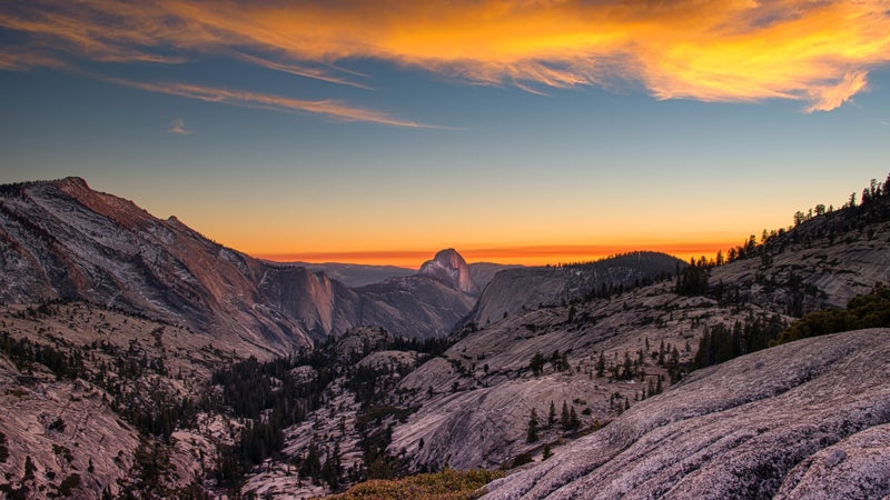 Just one of the views that came under national protection from the Yosemite Grant Act of 1864: a sunset from the Half Dome.