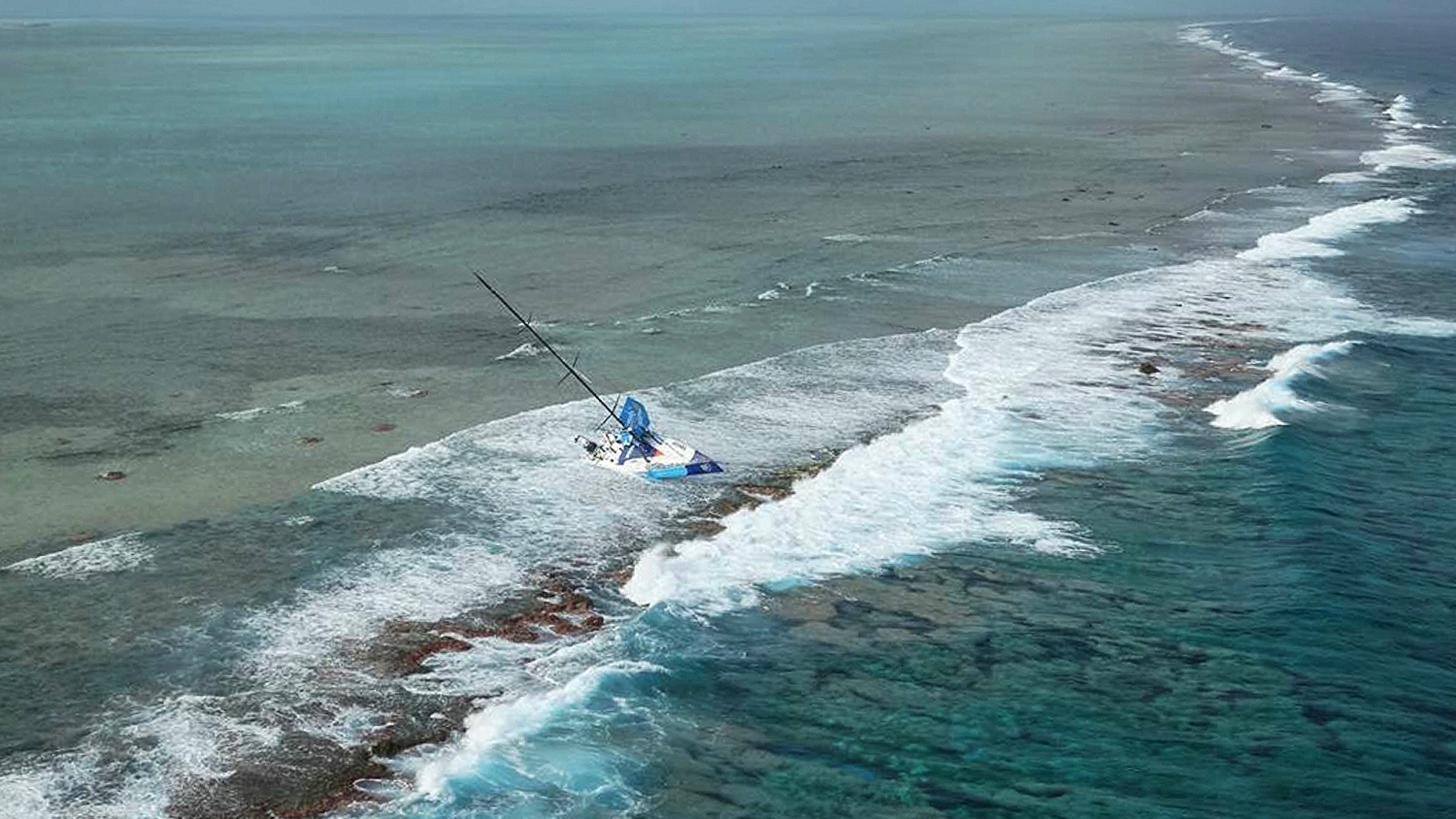 Volvo Ocean Race 2014-15 Team Vestas Wind Aerial Coastguards accident gounded
