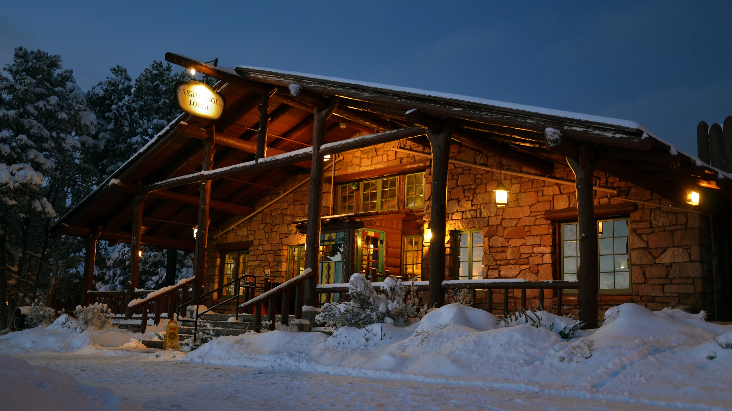 lodge grand canyon vacation winter snow national park bright angel lodge mary colter santa fe railroad south rim