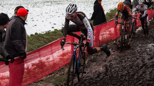 Van der Poel, who just turned 20 and won the elite men's cyclocross world title, competing in 2014.