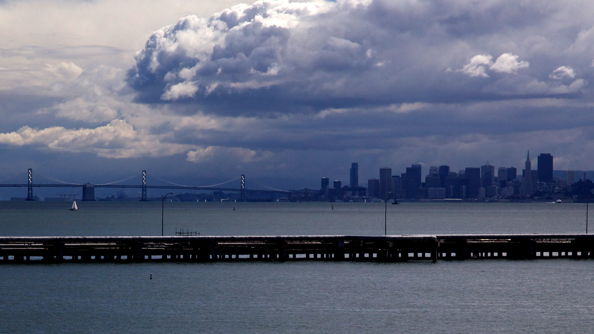 Bay Bay Bridge bridge CA California clouds Oakland Richmond San Francisco SF Bay wharf 5 Star