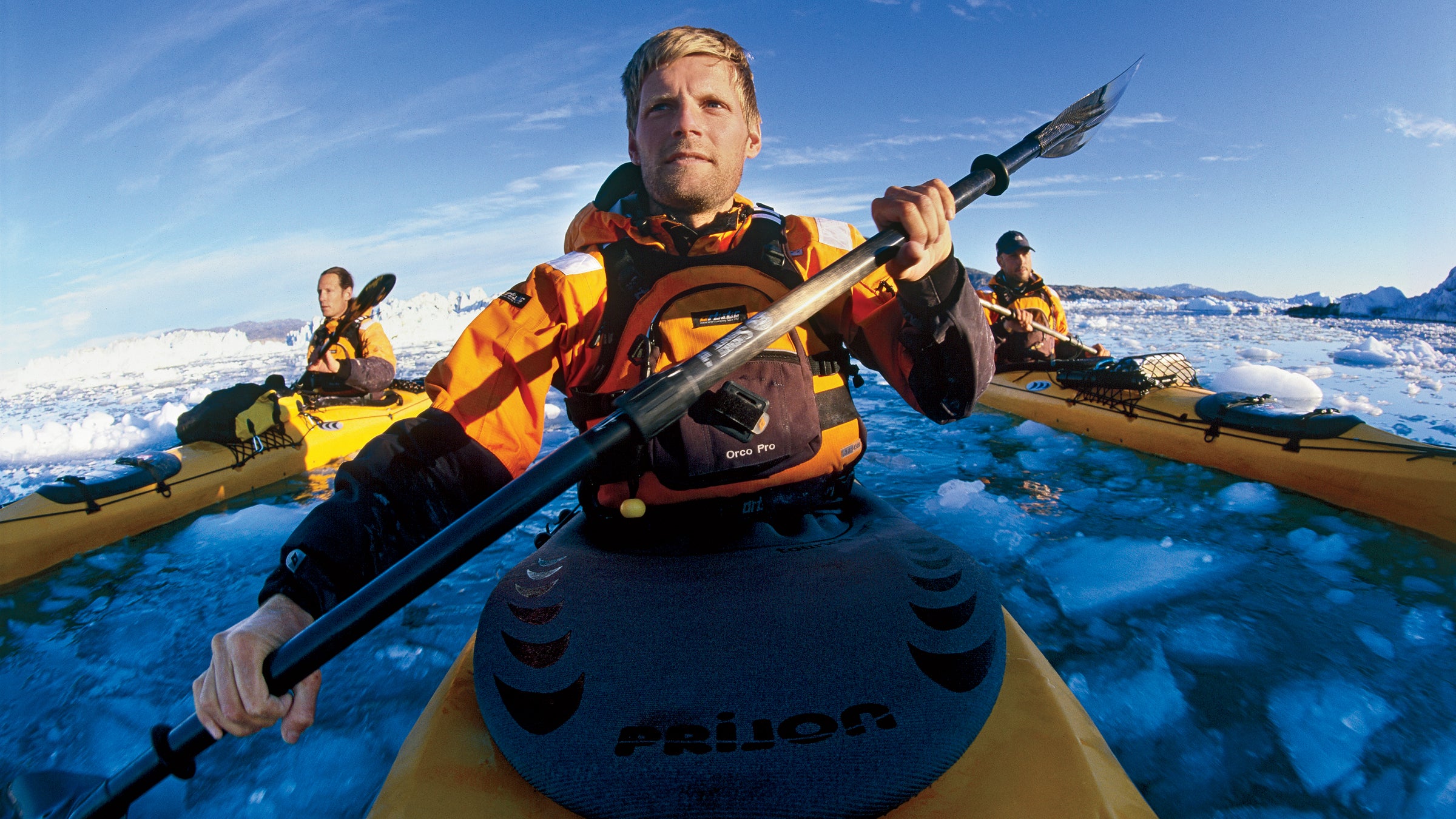 Midnight sun at Greenland's Upernavik Fjord.