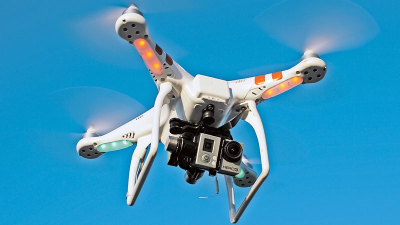 The GoPro-equipped DJI Phantom in action.